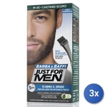 3x Just For MEN Colorant Barbe/Moustache Brun Foncé