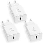 3 Pack Chargeurs USB C pour Samsung, Type-C Chargeur Secteur Rapide, PD Adaptateur Prise USB C Charge pour Samsung Galaxy S23 S22 S21 S20 FE S10e S10 S9 S8,Z Fold 3,Note 9 et Téléphones Série A