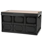 (Black)30L Outdoor Folding Storage Box Thicken Removable Portable Storage GH