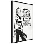 Plakat - Girl with Graffiti - 30 x 45 cm - Sort ramme