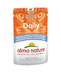 Almo Nature Daily avec Morue et Crevettes. Nourriture Humide pour Chat Adulte. Alimentation complète en sachets fraîcheur – 30 x 70g