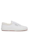 SUPERGA 2750 Vegan Faux Leather Fur Plimsolls - White Ice, White, Size 3, Women