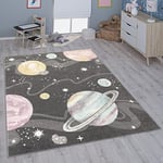 Paco Home Tapis pour Enfant Chambre d'enfant Fille Garçon Différents Motifs Et Tailles, Dimension:160 cm Rond, Couleur:Anthracite