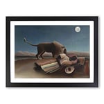 The Sleeping Gypsy By Henri Rousseau Classic Painting Framed Wall Art Print, Ready to Hang Picture for Living Room Bedroom Home Office Décor, Black A4 (34 x 25 cm)