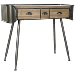 Pegane - Console Table console en bois de sapin coloris naturel et métal noir - Longueur 103 x Profondeur 38 x Hauteur 82.5 cm