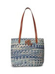 Lauren Ralph Lauren Hartley Straw Tote Bag, Indigo Mix/Tan