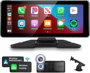 sans Fil Apple Carplay et Android Auto Autoradio avec 4K Caméra Frontale,6.86 Pouces Écran Tactile Autoradio Portable avec Airplay/Android Mirror Link/Bluetooth/FM Sender/Google/GPS/Siri/AUX(Q1593)