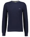 GANT Men's 8040521-433-M Cotton Pique C-Neck, Evening Blue, M