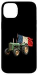 Coque pour iPhone 14 Plus Tracteur Agricole Vert Drapeau Français Agriculteur Ferme