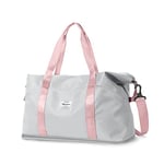 Sac de Voyage Femme Sac fourre-Tout de Sport pour Homme Imperméable Sac de Week-End, Cabine Avion Ryanair Bagage Cabine 40x20x25 easyjet 45x36x20 Extensible Sac de Gym,A9-Gris Rose