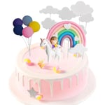 EACHPT Décoration de gâteau licorne d'anniversaire décoration de gâteau nuage arc-en-ciel ballons décoration de gâteau licorne pour enfants filles garçons anniversaire bébé fête fête