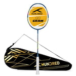 HUNDRED Powertek 2000 Pro Graphite Strung Badminton Racket with Full Racket Cover (Navy) | for Intermediate Players | Weight: 90 Grams | Maximum String Tension - 22-24lbs