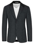 Blazer Homme Veste de Costume en Laine mélangée Blazers à 2 Boutons Gris foncé XXL