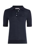 Co Lyocell Button Polo Ss Swt Tops T-shirts & Tops Polos Blue Tommy Hilfiger