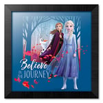 Erik® - Tableau Décoratif Encadré La Reine Des Neiges 2 Anna et Elsa Believe In The Journey - 35 x 35cm