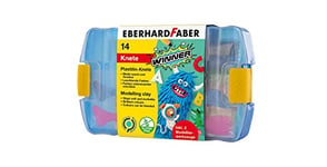 Eberhard Faber 572010 - Pâte à modeler Plastilin Winner, boîte plastique de 14 pièces avec 7 couleurs vives et 2 outils de modelage