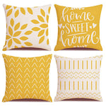 Homefeelzydys Cushion Covers,Cushion Covers 60 x 60 set of 4 Yellow Square Throw Pillow Case cushion covers 24x24 4Pack For Outdoor Patio Garden Blench Living Room Sofa Farmhouse Decor