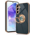 Tveinan for Samsung Galaxy A15 5G / 4G Case with 360° Rotation Ring Holder Stand, Slim Soft Shockproof Cover with Magnetic Car Holder for Samsung A15, Flexible TPU Phone Case for Galaxy A15 - Grey