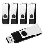 Clé USB 16 Go Lot de 5 ABLAZE USB 2.0 Pendrive Clef USB 16go Pivotantes Disque Mémoire Stick avec 5 Cordes (Noir,5pcs*16GB)