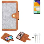 Felt Case + earphones for Samsung Galaxy A13 5G Cover light grey