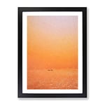 Alone On A Boat In Nigeria Modern Framed Wall Art Print, Ready to Hang Picture for Living Room Bedroom Home Office Décor, Black A4 (34 x 25 cm)