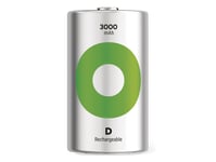 Gp Batteries Recyko 3000 D, 3000 Mah, Nickel-Metallhydrid (Nimh), D, 1,2 V, Grön, Silver, 2 Styck