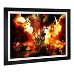 Big Box Art Framed Print of War Battle Scene Army (3) Design | Wall Art Picture | Home Decor for Kitchen, Living, Dining Room, Bedroom, Hallway, Office, Black, A2 / 24.5x18 Inch / 62x45cm