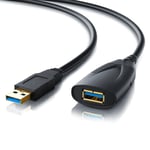 Csl - 5M Câble De Rallonge Usb 3.0 Avec Amplificateur Actif Répéteur, Câble Usb Rallonge 5 Mètres Extensible, Rallonge Usb 5M Amplifié, Rallonge Cable Usb Male Femelle, Contacts Plaqués Or, [Q4213]