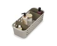 Joseph Joseph EasyStore - Panier de rangement pour articles de salle de bains avec pot mobile et séparateur- Mince, Beige