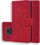 Portefeuille Coque Pour Redmi Note9s/Note9 Pro/Note9 Promax Pu En Cuir Flip Socle Rabattable Housse Mandala Style Avec Fermeture Magnétique,Poche De Carte,Fonction Support,Case Redminote9s Rouge