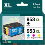 953XL Cartouches d'encre Compatible avec Cartouche HP 953 953 XL pour HP Officejet Pro 7720 7740 8710 7730 8210 8218 8715 8718 8719 8720 8725 8728 8730 8740 (Noir Cyan Magenta Jaune)