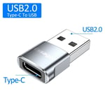 adaptateur USB type-c USB-C mâle vers USB 3.0 femelle,convertisseur pour Macbook,Samsung S20,Huawei,connecteur USBC OTG - Type Silver C to USB 2.0