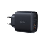 AUKEY Omnia II seinälaturi 2xUSB-C PD, GaN, 45W - Musta