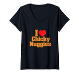 Womens Chicken Nuggets / I Love Chicky Nuggies Funny Viral Meme V-Neck T-Shirt