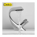 Ideko - Robinet de salle de bain Mono cascade lavabo mitigeur Nouveau collection en laiton chrom cartouche ceramique