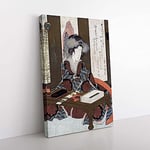 Big Box Art Lady Writing a Poem by Yashima Gakutei Painting Canvas Wall Art Print Ready to Hang Picture, 76 x 50 cm (30 x 20 Inch), Grey, Brown, Black, Cream