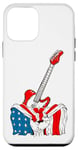 Coque pour iPhone 12 mini Guitare patriotique Drapeau américain Musicien Rock Concert