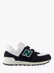 New Balance Kids' 574 Velcro Trainers, Black/White