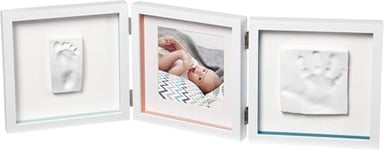 Baby Art My Baby Style Cadre photo avec double empreinte bébé, Cadre photo personnalisable 3 volets avec kit empreintes mains et pieds bébé, cadre empreinte bebe, cadeau de naissance bébé