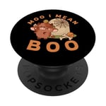 Halloween, Kawaii, amoureux des vaches, Ghost Moo I Mean Boo PopSockets PopGrip Interchangeable