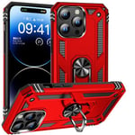 Apple iPhone 15 Pro Max Military Armour Ring Case Red