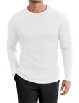 Ekouaer Hauts Thermiques Homme sous Vetement Thermique Homme Manche Longue Respirant sous Vetement Hiver Homme Tee Shirt Thermolactyl Sport Gym Ski Vêtement Chaud,Blanc,3XL