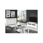 Séjour complet laque Blanc - ruinui - Table basse : l 102 x l 50 x h 43/54 cm Buffet : l 144 x l 42 x h 80 cm Meuble tv : l 120 x l 42 x h 40 cm