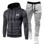 2023 Fashion Träningsoverall För Män Hoodie Fitness Gymkläder Män Löpset Sportkläder Jogger Herr Träningsoverall Vinterdräkt Sport Dark grey gray an w S