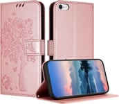 Coque Pour Iphone 6s / Iphone 6 (5,5 Pouce), Coque Portefeuille Housse Cuir Avec Porte Cartes Et Bequille Fermeture Magnetique Etui Pour Iphone 6s - Or Rose