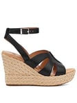 UGG Careena Wedge Sandal - Leather - Black, Black, Size 5, Women