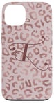 Coque pour iPhone 13 Letter T Initial Leopard Rose Pink Cheetah Monogram