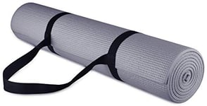 BalanceFrom GoYoga Tapis de yoga antidérapant haute densité avec sangle de transport, 6,35 mm, gris