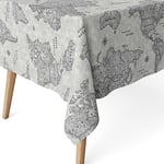 Martina Home Tablecloth RESIN World Map Grey 220 x 140 cm