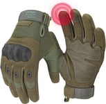 KEMIMOTO Gants de Moto Écran Tactile Plein-Doigt Gant Homologué Femme et Homme Gants Tactiques de Sport en Plein Air Gants pour Motocross Combat Escalade Camping Chasse Vélo Vert M